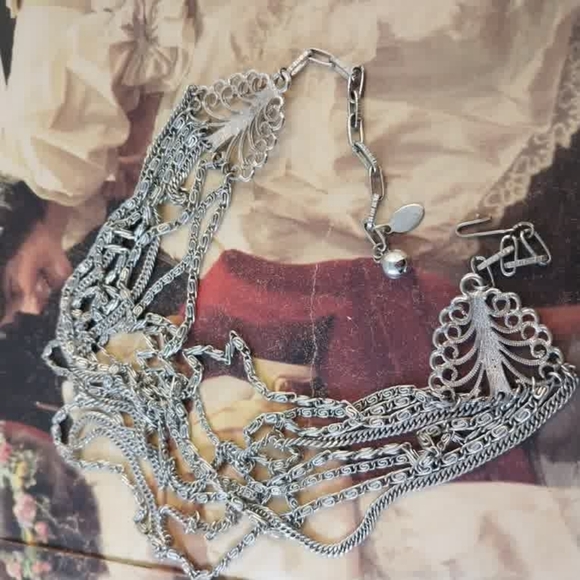 Vintage Layered Silver Multi-Row Necklace for Women - Picture 6 of 11